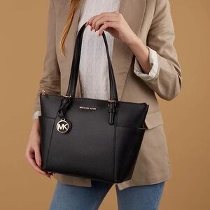 Michael Kors Charlotte Large Saffiano Leather Top-Zip Tote Bag - Like New
